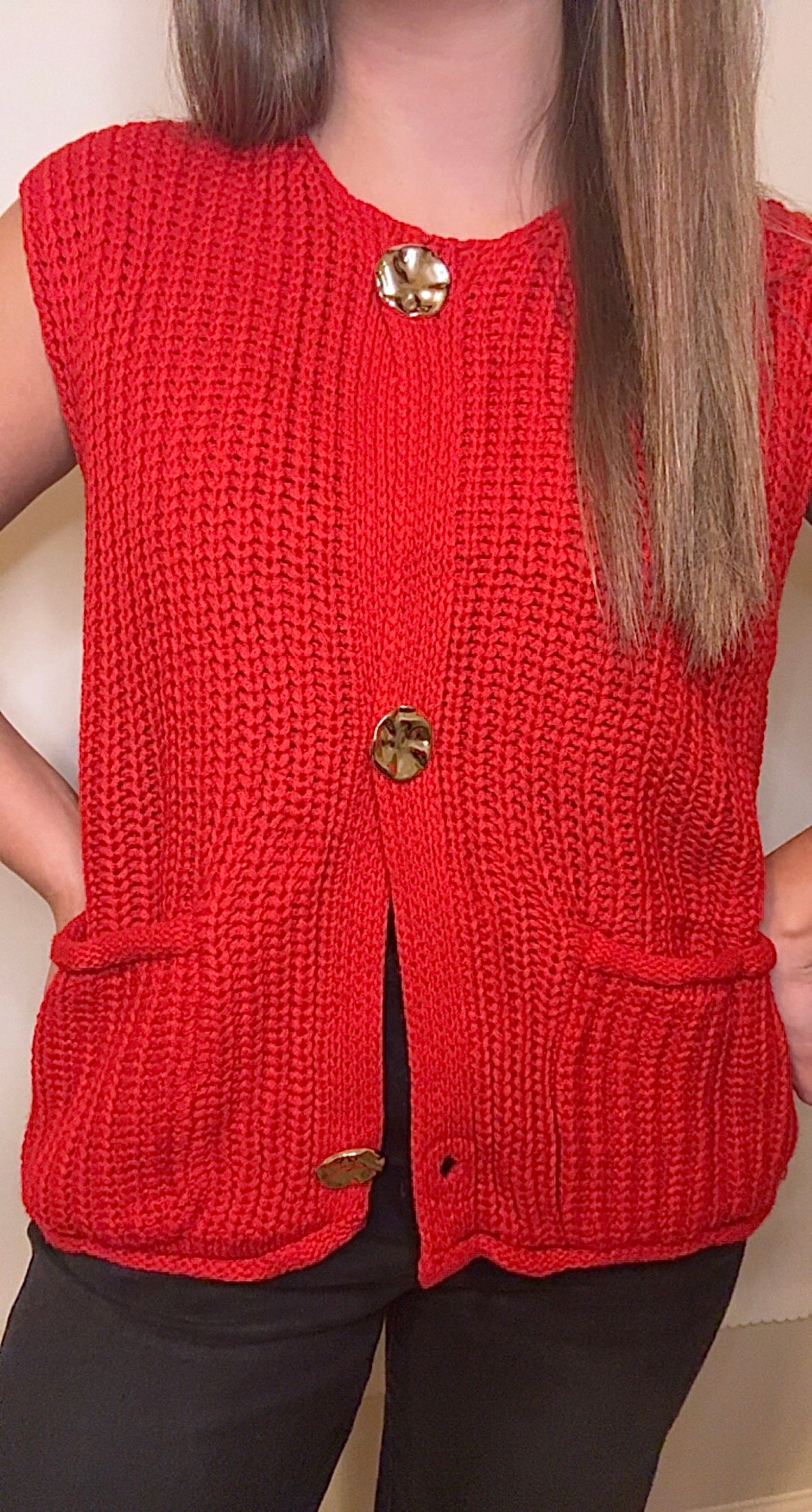 Darling Sweater Vest-Red