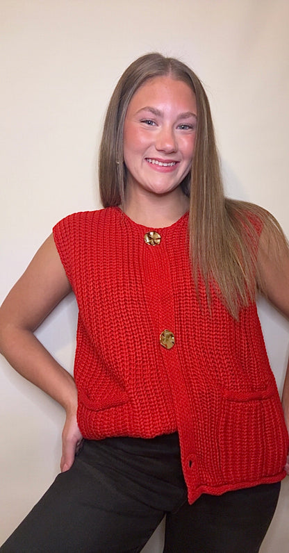 Darling Sweater Vest-Red