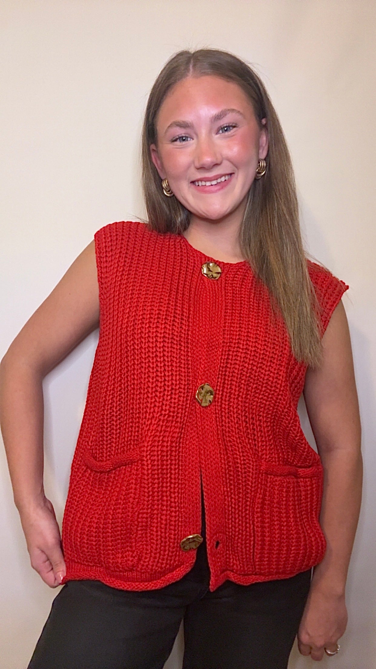 Darling Sweater Vest-Red