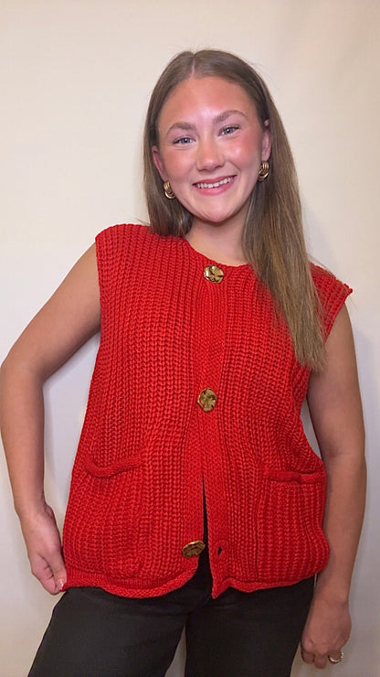 Darling Sweater Vest-Red