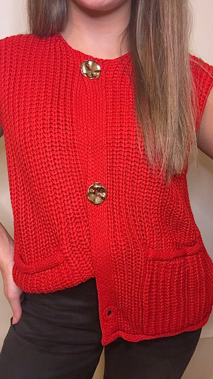 Darling Sweater Vest-Red
