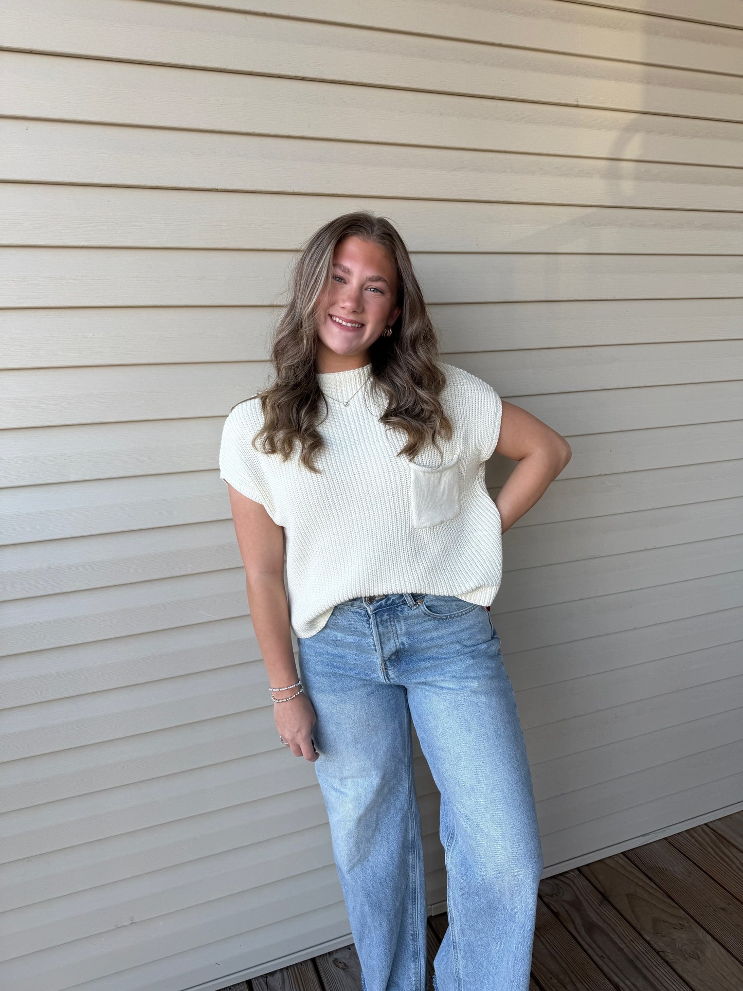 Izzy Mock Neck-Cream