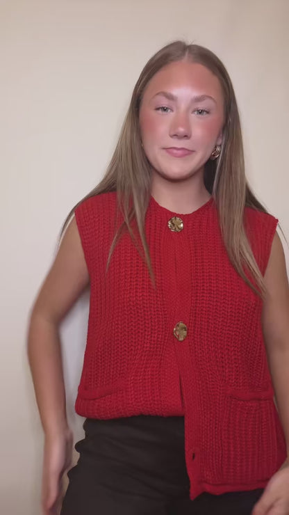 Darling Sweater Vest-Red